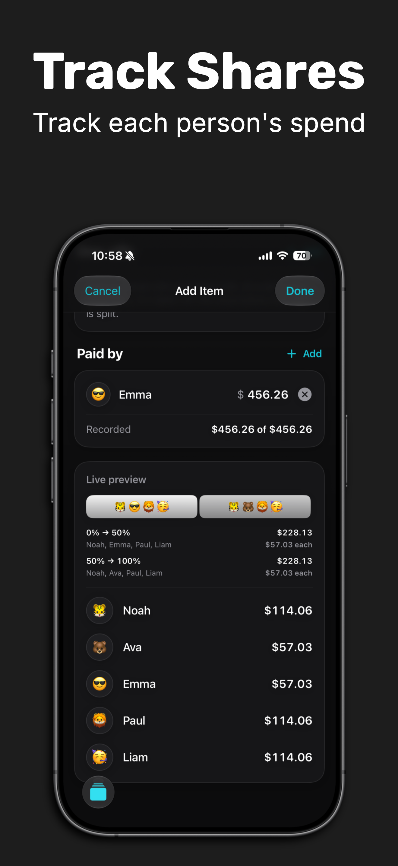 Track each person's spend